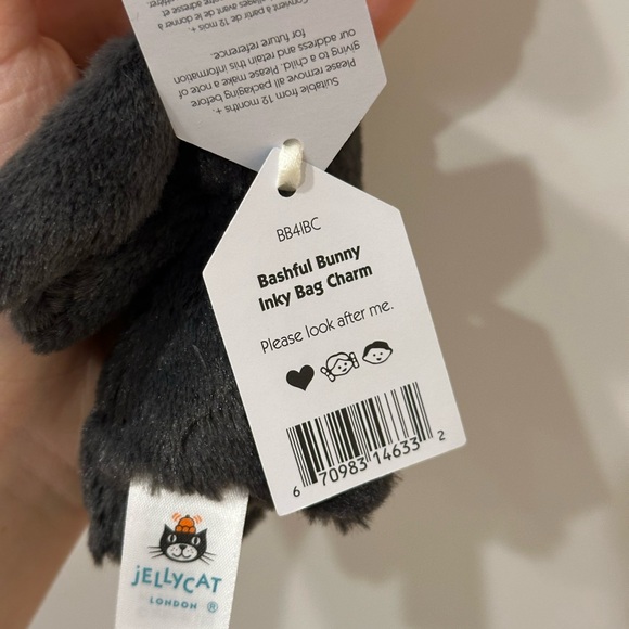 Jellycat Inky Bunny Bag Charm NWT RETIRED HTF - Picture 3 of 3
